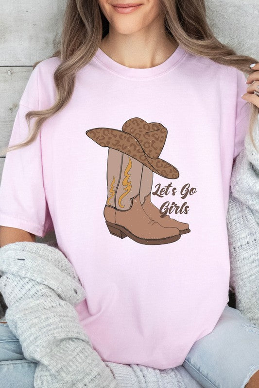 Let's Go Girls Cowgirl Boots Comfort Colors Tee