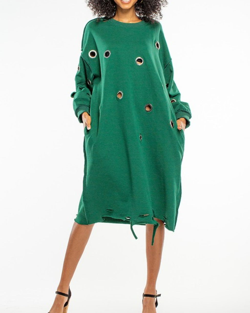 "Breezy" Sweatshirt Dress | Green