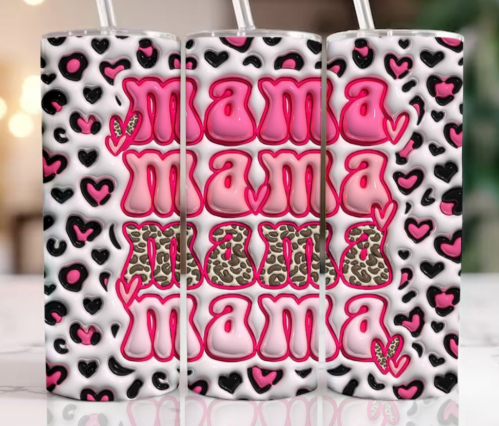 "3D" 20oz Skinny Tumbler | Pink Leopard Mama