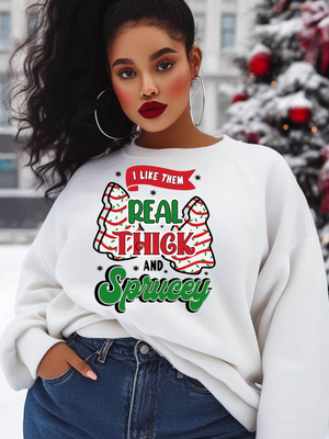 Christmas sweaters, holiday crew neck, holiday tees, Christmas t-shirts, thick sprucey, Christmas tree cakes, little Debbie, custom tees, cheap xmas shirts