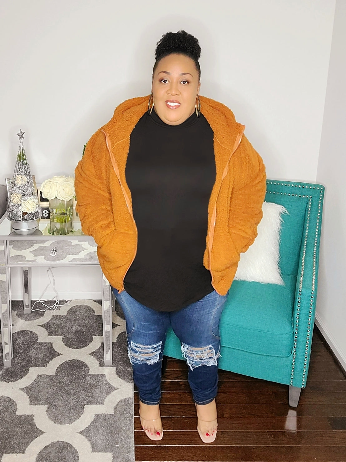 Hooded Teddy Jacket  Almond – But First, Fashion! Boutique