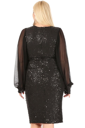 Sequin Midi Dress | Black