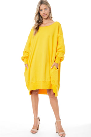 Tigress Sweatshirt Dress | Yellow